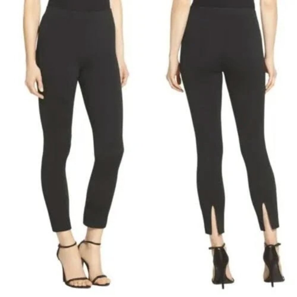 St. John Milan Pant Black Wool Knit Vented Ankles Alexa Fit 8